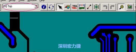 如果圖形像下圖一樣無法顯示鉆孔，只須圖（186）將紅色圈住的活動層改為當(dāng)前顯示層即可。